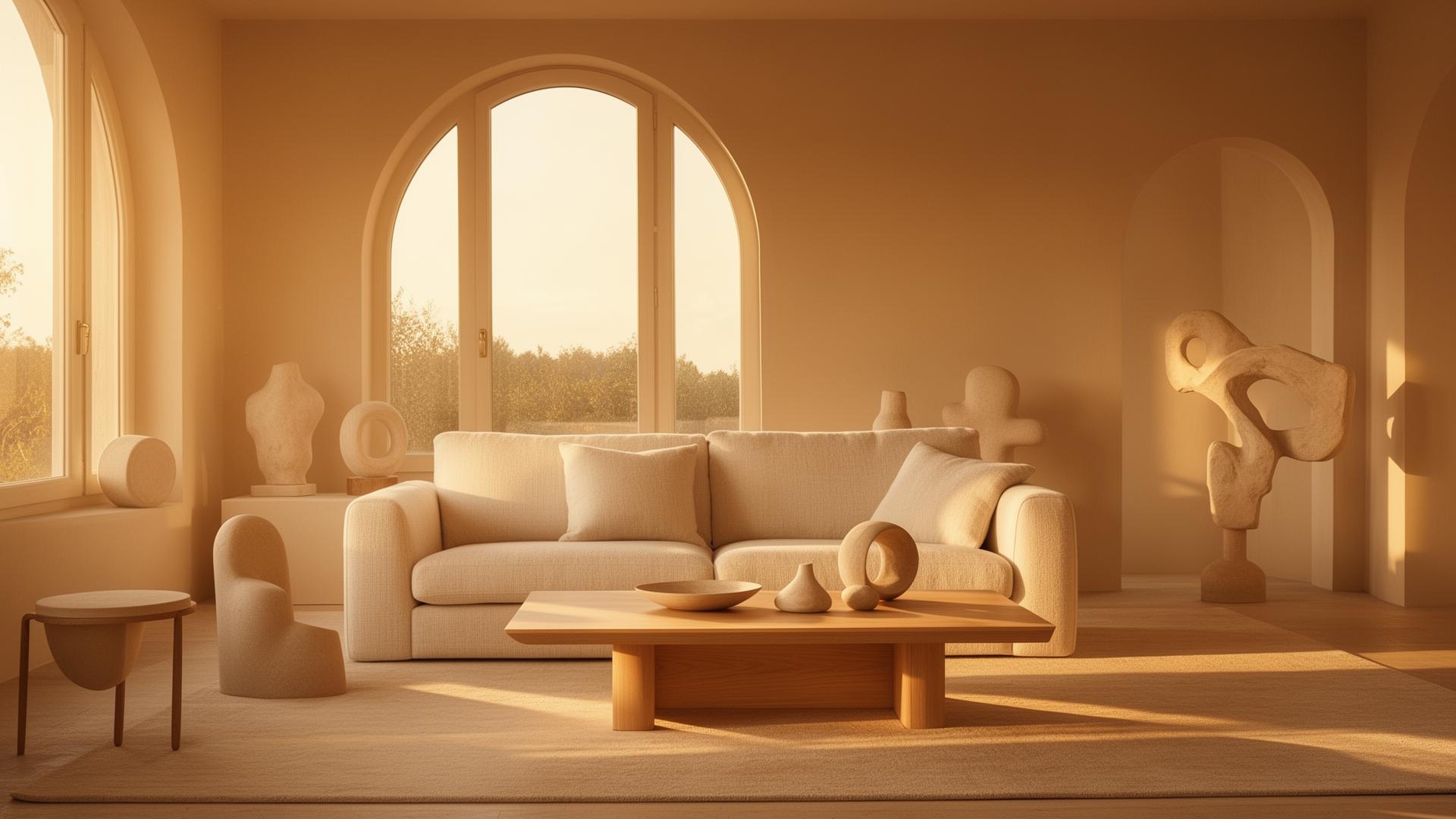 Ambiente sofisticado banhado pela luz do golden hour